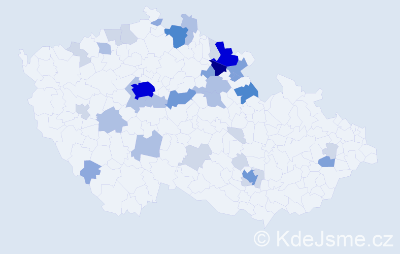 Příjmení: 'Rückerová', počet výskytů 115 v celé ČR