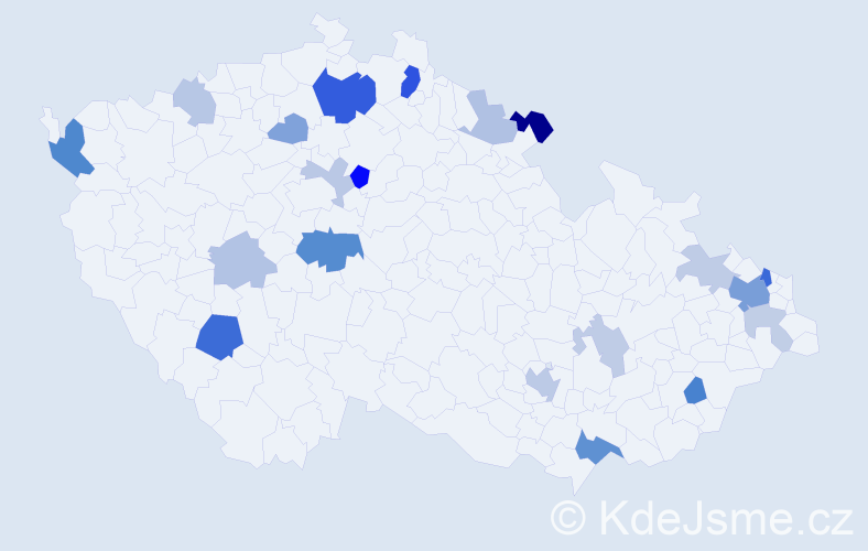 Příjmení: 'Homzová', počet výskytů 46 v celé ČR
