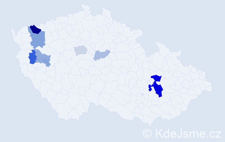 Příjmení: 'Klapáč', počet výskytů 25 v celé ČR