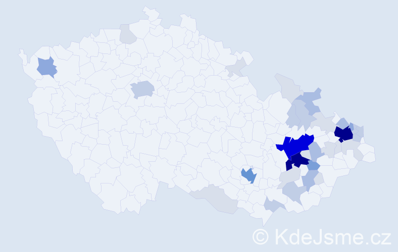 Příjmení: 'Kubis', počet výskytů 121 v celé ČR