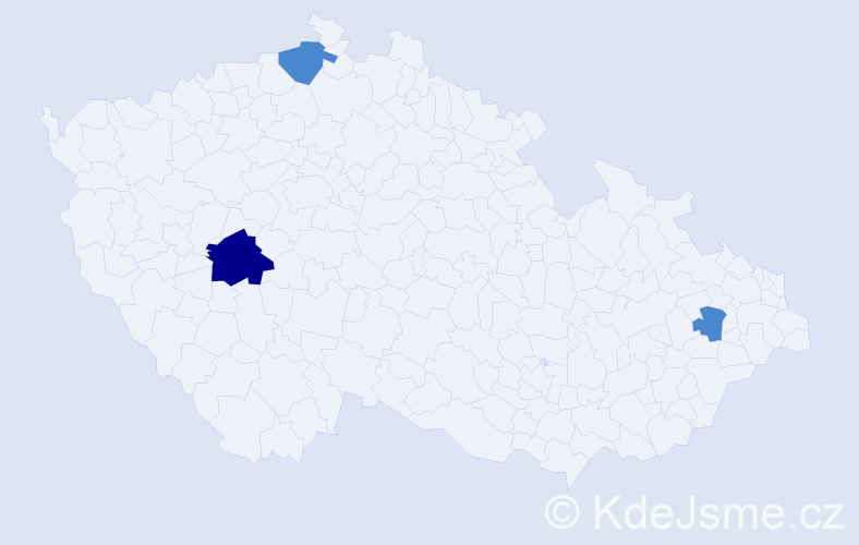 Příjmení: 'Kňaze', počet výskytů 5 v celé ČR