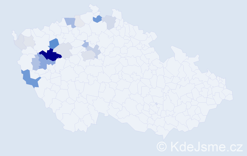 Příjmení: 'Kronďák', počet výskytů 60 v celé ČR