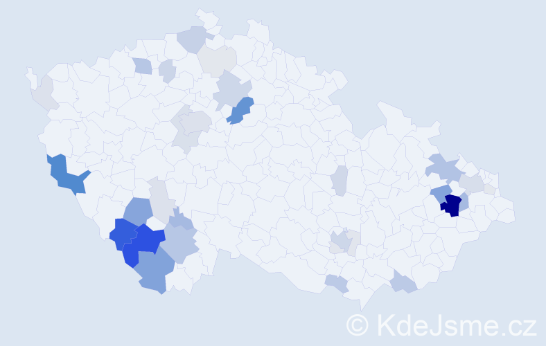 Příjmení: 'Kalíšek', počet výskytů 130 v celé ČR
