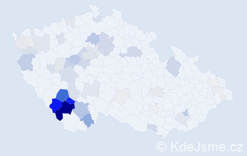 Příjmení: 'Boška', počet výskytů 173 v celé ČR