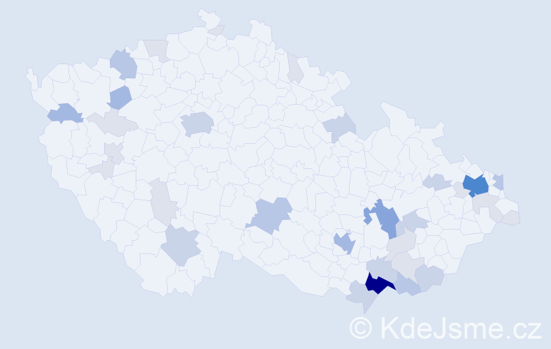 Příjmení: 'Tokoš', počet výskytů 97 v celé ČR