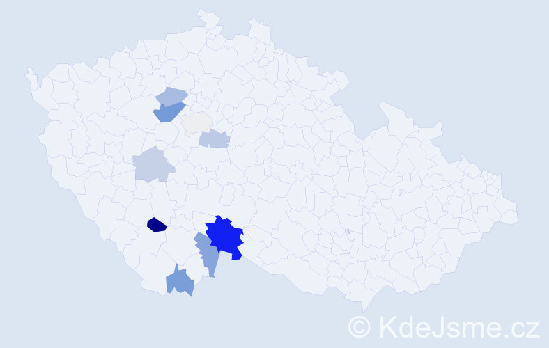 Příjmení: 'Urajová', počet výskytů 19 v celé ČR