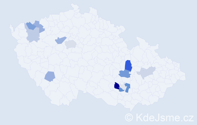 Příjmení: 'Kronek', počet výskytů 22 v celé ČR