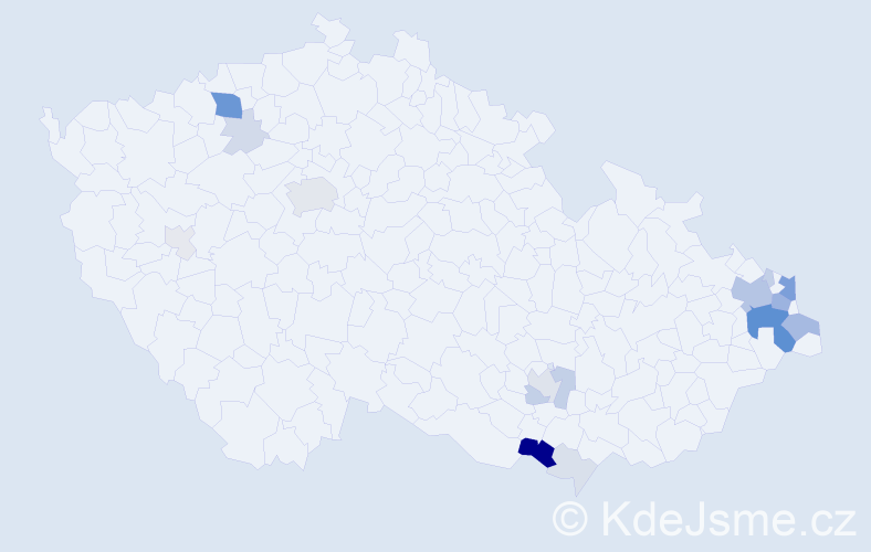 Příjmení: 'Woznica', počet výskytů 68 v celé ČR