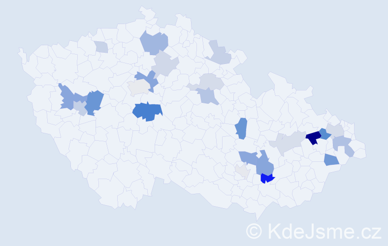 Příjmení: 'Kosa', počet výskytů 46 v celé ČR