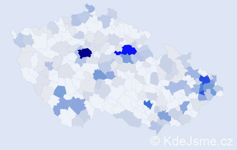 Příjmení: 'Veselka', počet výskytů 604 v celé ČR