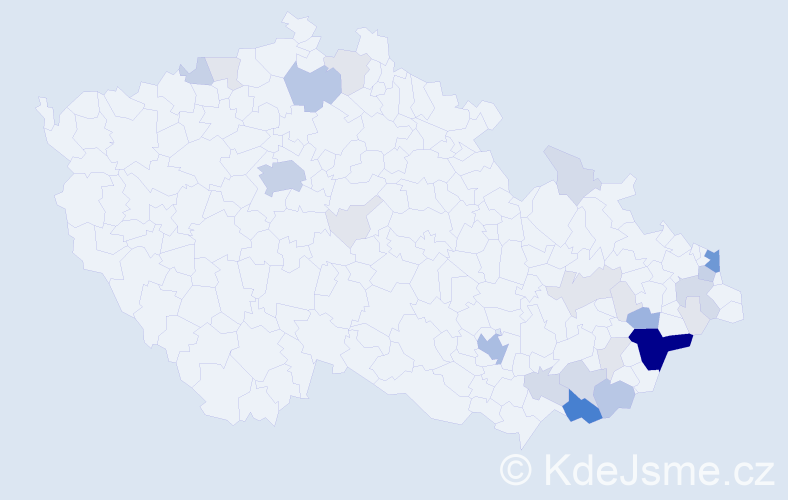 Příjmení: 'Bogar', počet výskytů 108 v celé ČR