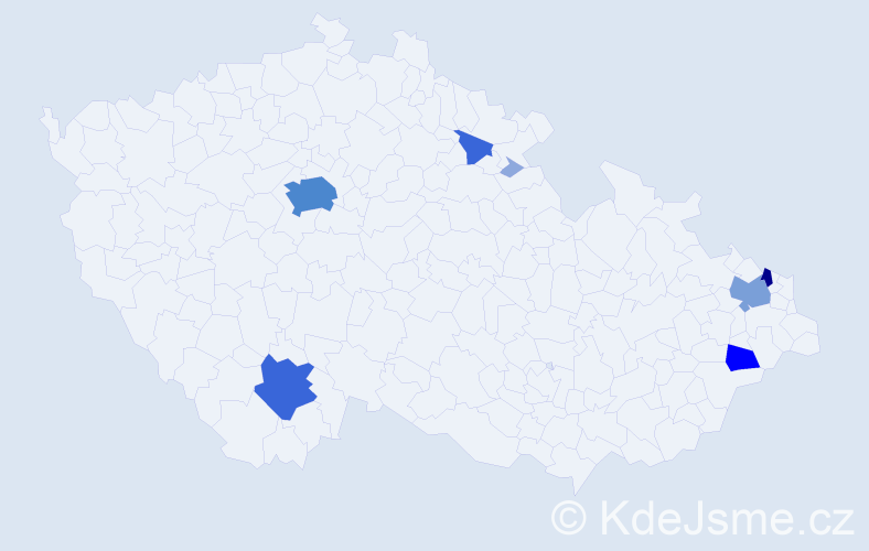 Příjmení: 'Wolek', počet výskytů 26 v celé ČR
