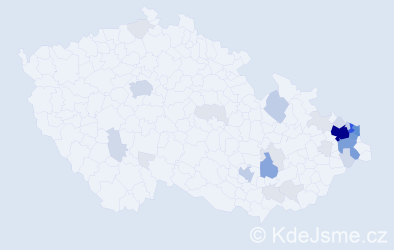 Příjmení: 'Šnapková', počet výskytů 114 v celé ČR
