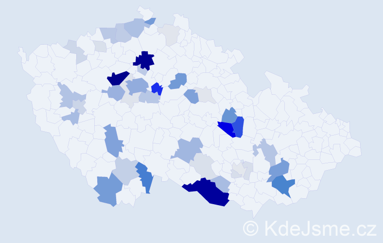 Příjmení: 'Švejcar', počet výskytů 199 v celé ČR