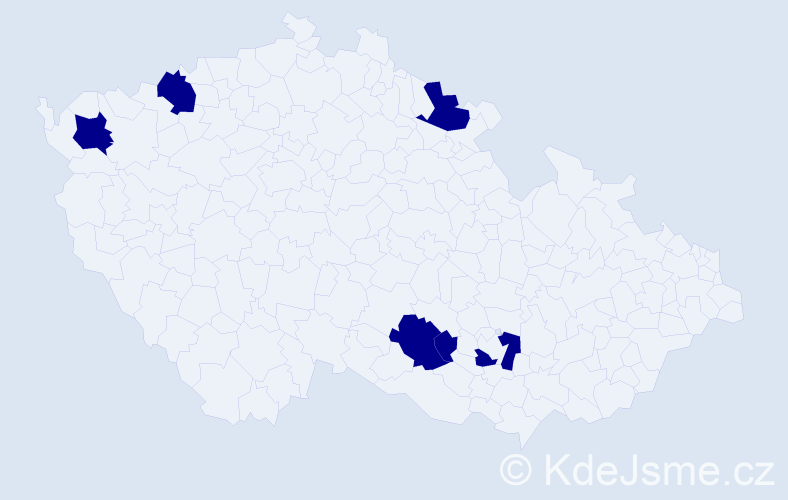 Příjmení: 'Prvák', počet výskytů 6 v celé ČR