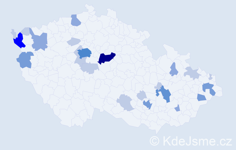 Příjmení: 'Mikita', počet výskytů 57 v celé ČR