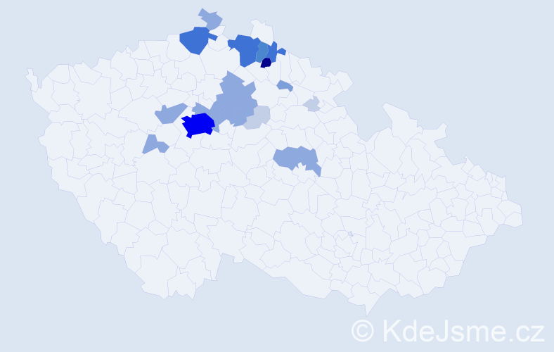 Příjmení: 'Číla', počet výskytů 64 v celé ČR