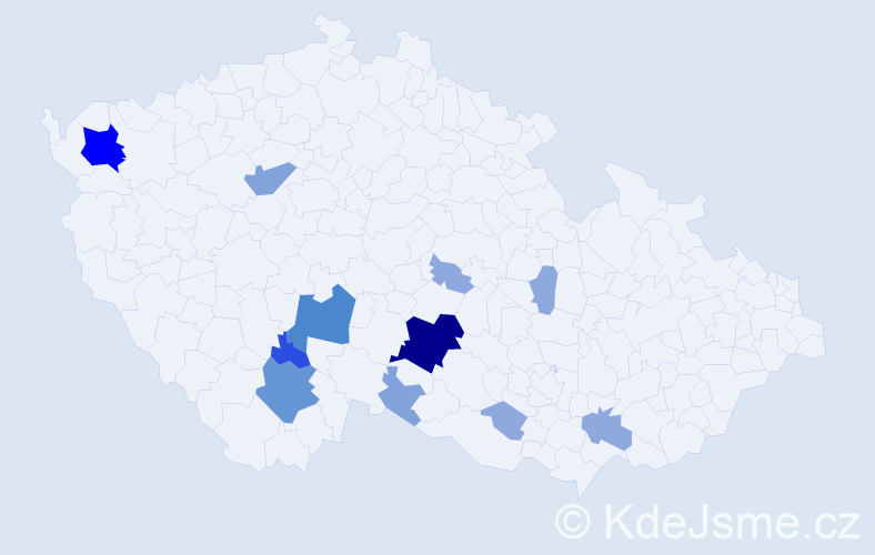 Příjmení: 'Chvojsík', počet výskytů 34 v celé ČR