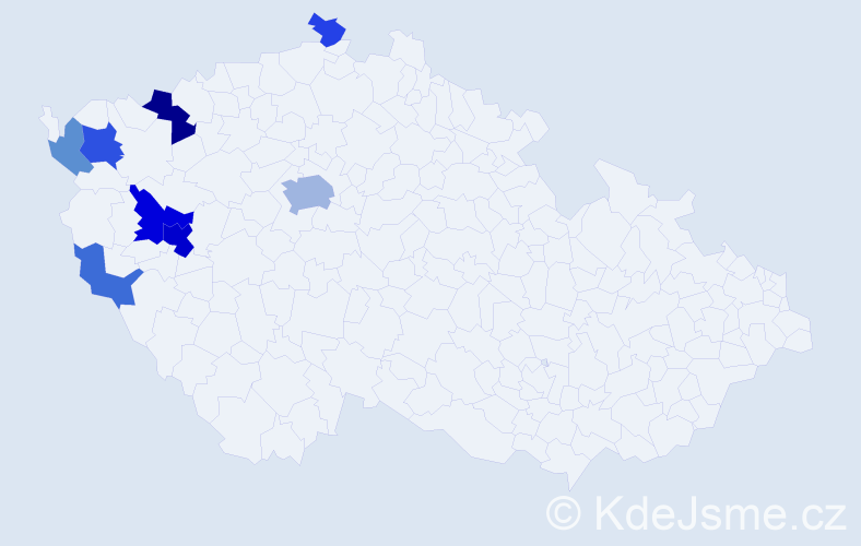 Příjmení: 'Vochocová', počet výskytů 19 v celé ČR