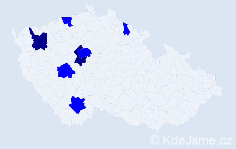 Příjmení: 'Koczka', počet výskytů 9 v celé ČR