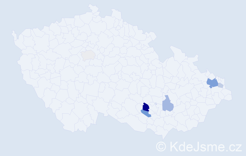 Příjmení: 'Čaš', počet výskytů 14 v celé ČR