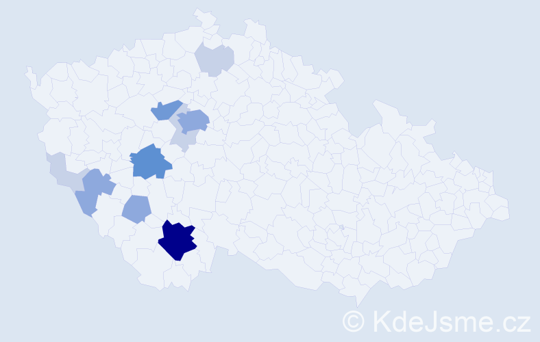 Příjmení: 'Kudlata', počet výskytů 30 v celé ČR