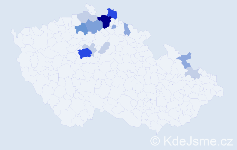 Příjmení: 'Čmuchálková', počet výskytů 43 v celé ČR