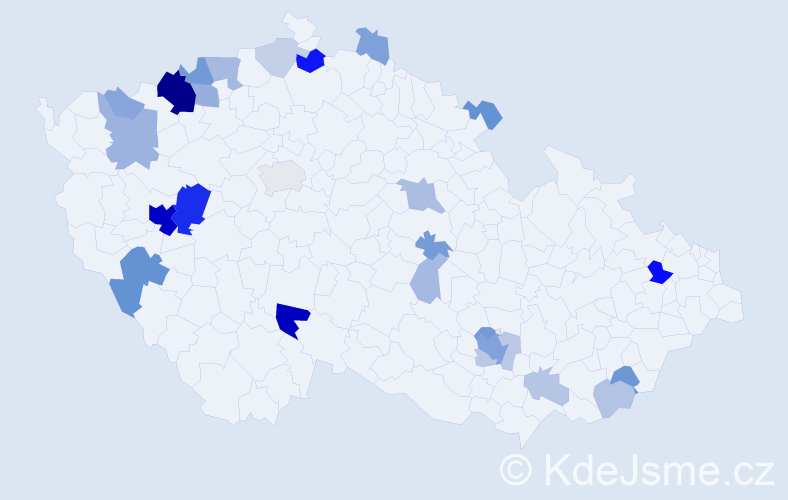Příjmení: 'Tenk', počet výskytů 77 v celé ČR