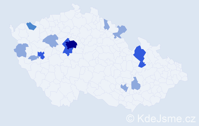 Příjmení: 'Hrivnák', počet výskytů 27 v celé ČR