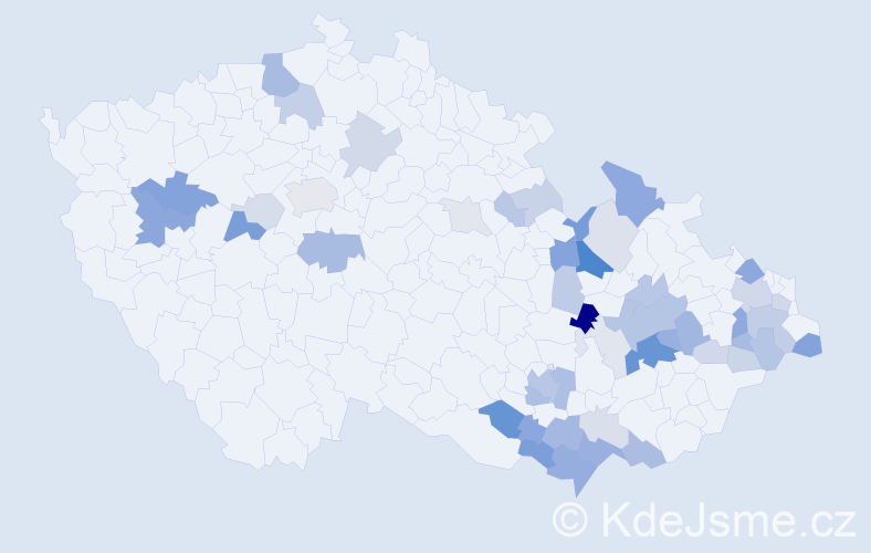 Příjmení: 'Šmidová', počet výskytů 123 v celé ČR
