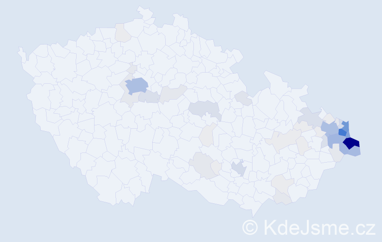 Příjmení: 'Mrózek', počet výskytů 287 v celé ČR