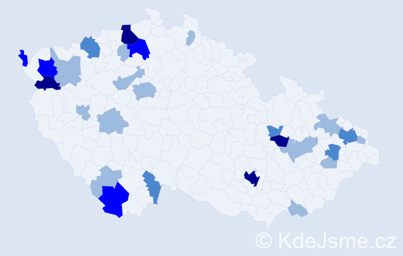 Příjmení: 'Kovačiková', počet výskytů 52 v celé ČR