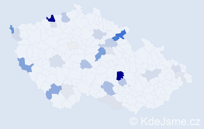Příjmení: 'Cisárová', počet výskytů 68 v celé ČR