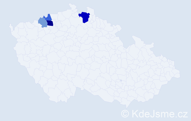 Příjmení: 'Kubáš', počet výskytů 9 v celé ČR