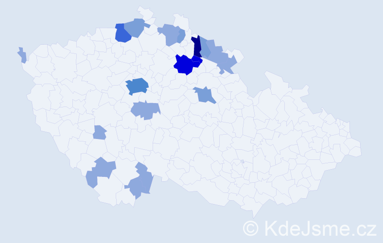 Příjmení: 'Povr', počet výskytů 43 v celé ČR