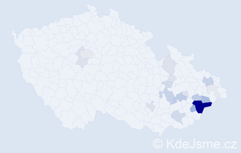 Příjmení: 'Sušeň', počet výskytů 101 v celé ČR