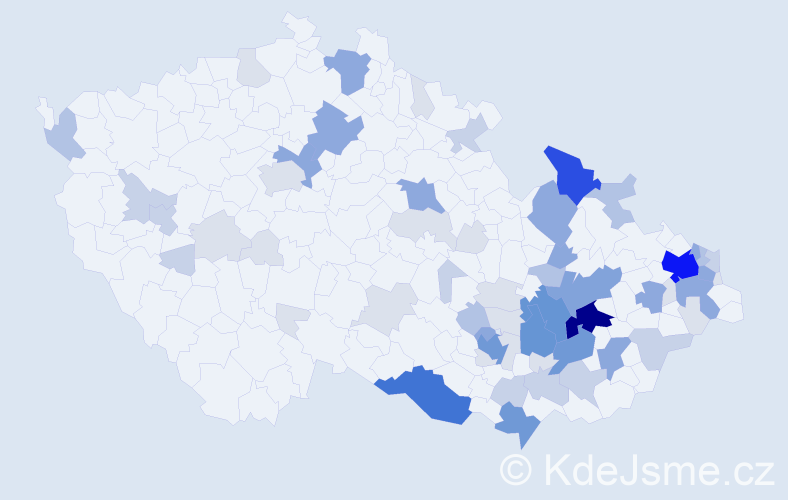 Příjmení: 'Pěčková', počet výskytů 221 v celé ČR