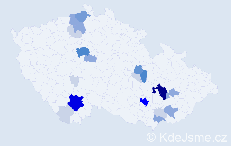 Příjmení: 'Tabery', počet výskytů 74 v celé ČR