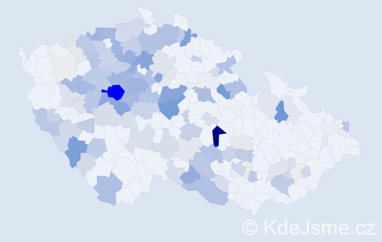 Příjmení: 'Konvalinková', počet výskytů 531 v celé ČR
