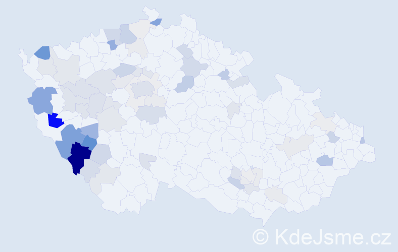 Příjmení: 'Nauš', počet výskytů 194 v celé ČR