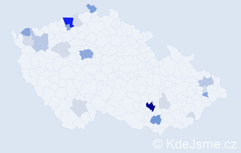 Příjmení: 'Mark', počet výskytů 69 v celé ČR