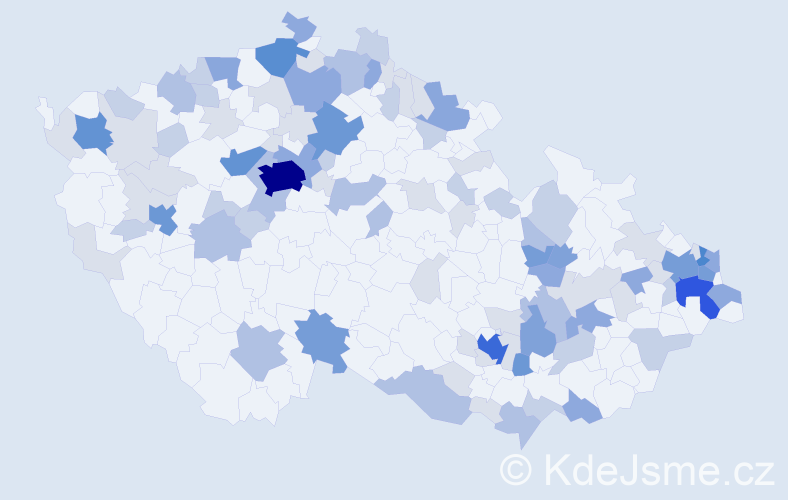 Příjmení: 'Rusnák', počet výskytů 300 v celé ČR