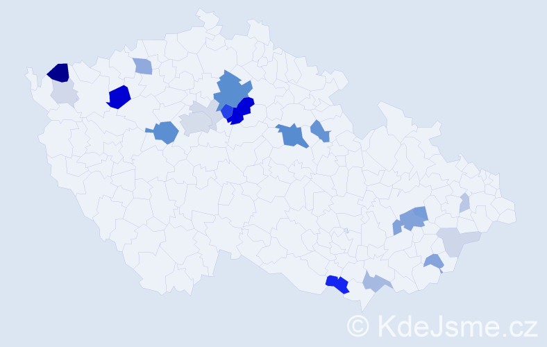 Příjmení: 'Krmenčík', počet výskytů 66 v celé ČR