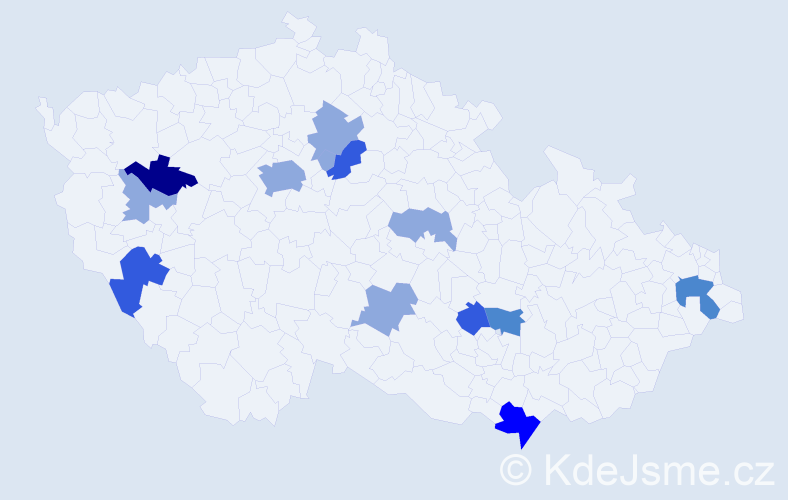 Příjmení: 'Gőrner', počet výskytů 28 v celé ČR