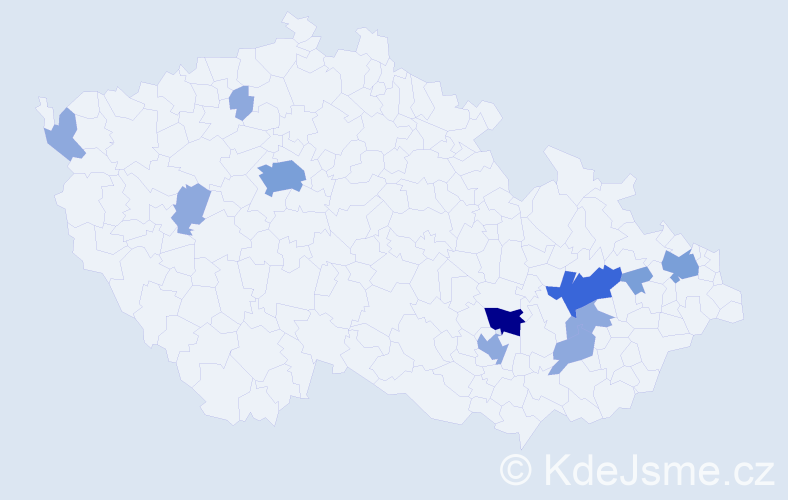 Příjmení: 'Dunaja', počet výskytů 23 v celé ČR