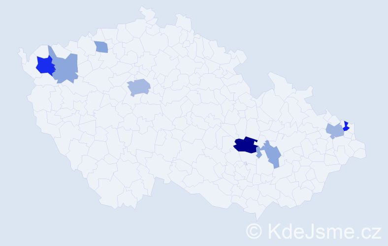 Příjmení: 'Halamásek', počet výskytů 19 v celé ČR