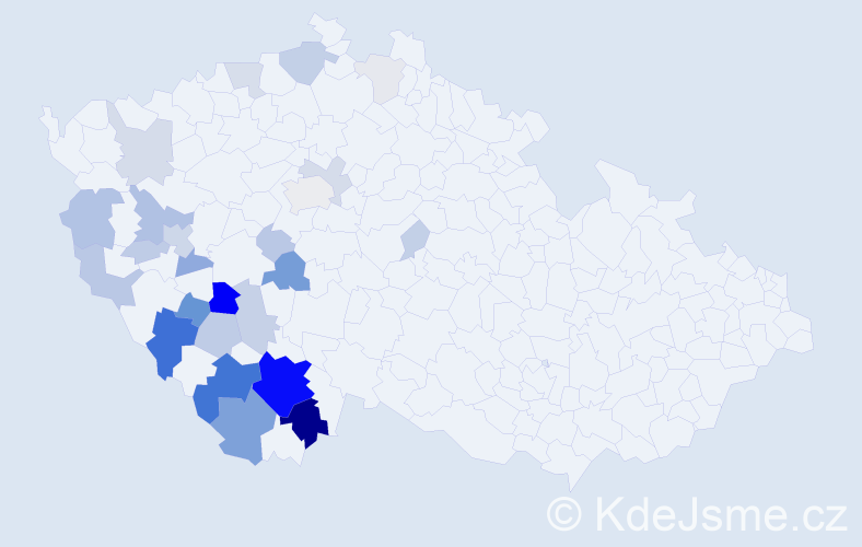 Příjmení: 'Hamberger', počet výskytů 106 v celé ČR