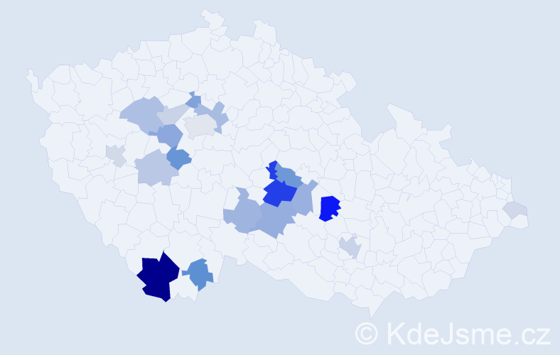 Příjmení: 'Kodrasová', počet výskytů 66 v celé ČR