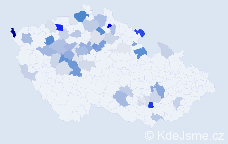 Příjmení: 'Jetelová', počet výskytů 141 v celé ČR