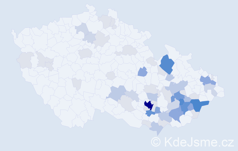 Příjmení: 'Kundera', počet výskytů 193 v celé ČR